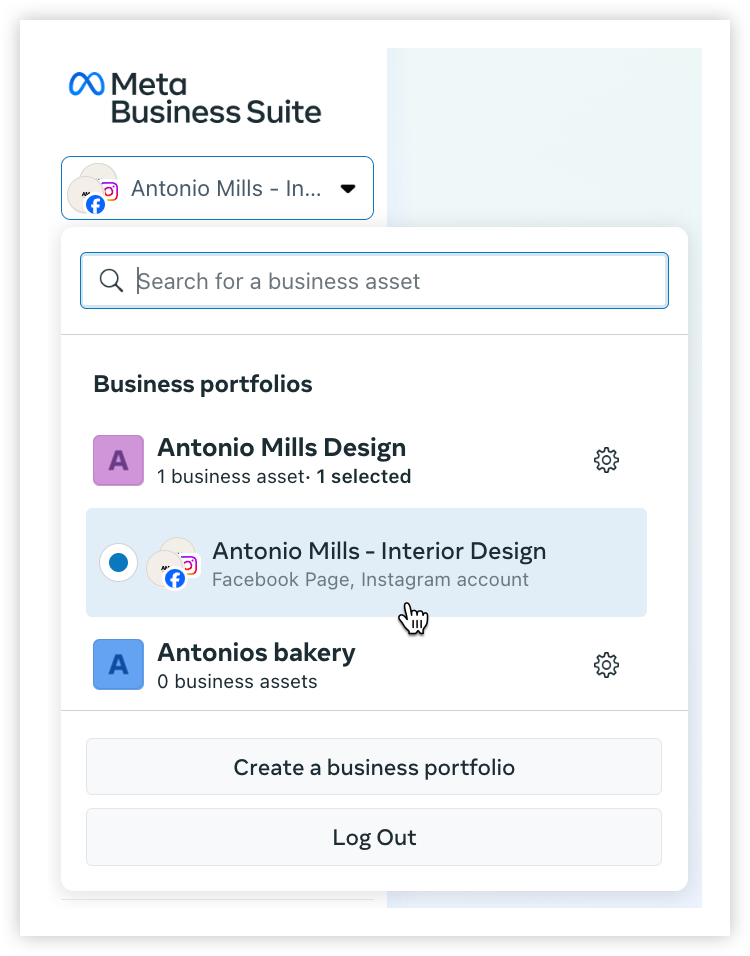 Contoh publik pemeriksaan role dan access di Meta Business Suite
