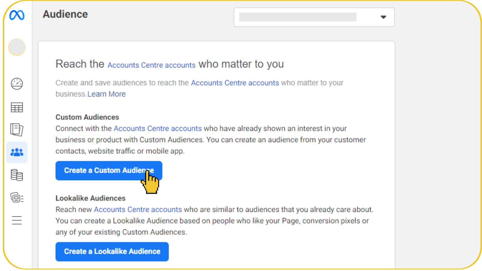 Contoh publik pemilihan sumber Custom Audience