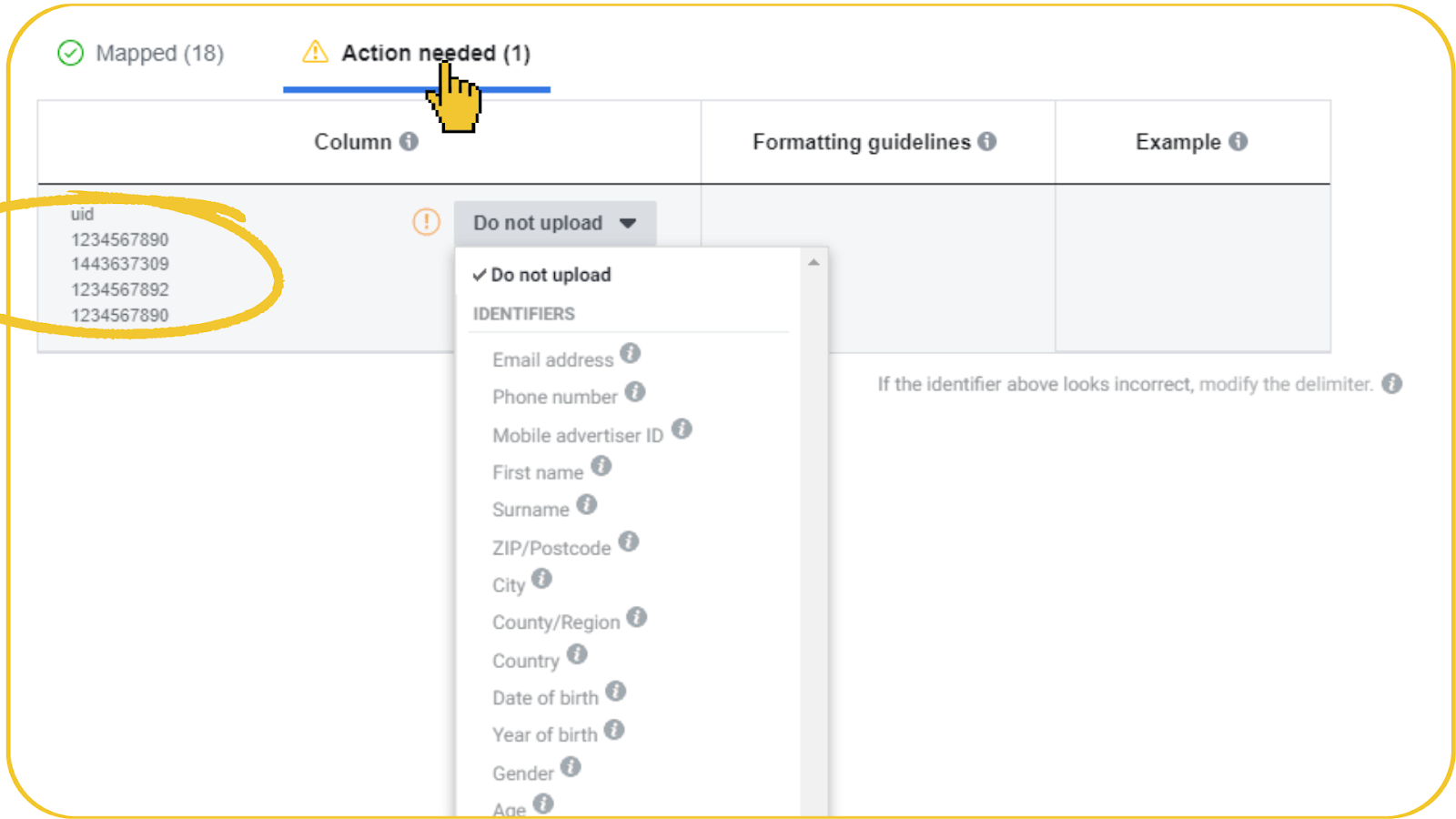 Contoh publik tahap action needed pada audience workflow